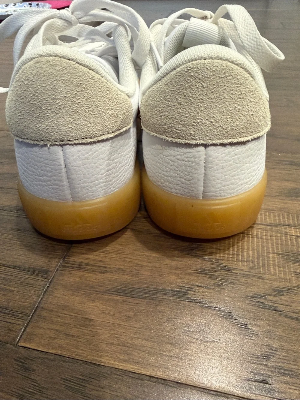 Adidas VL Court Women’s White Sneakers with Teal Stripes Worn once
